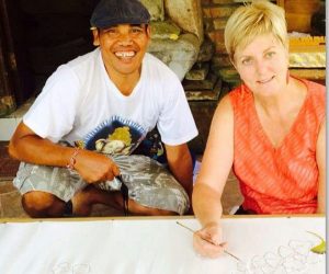 barb cananda bali silk painting