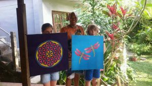 child bali silk batik painting